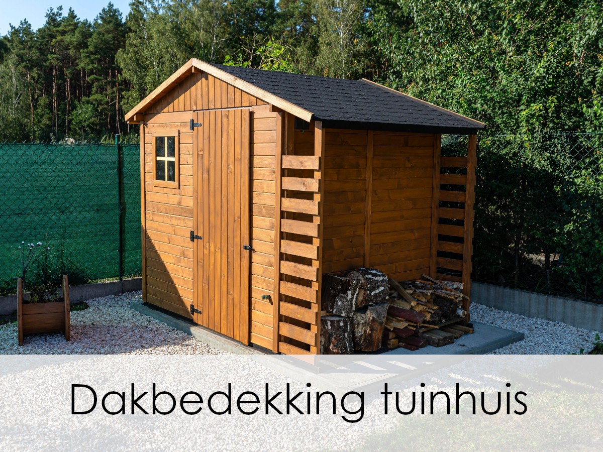 tuinhuis met bitumen leien als dakbedekking